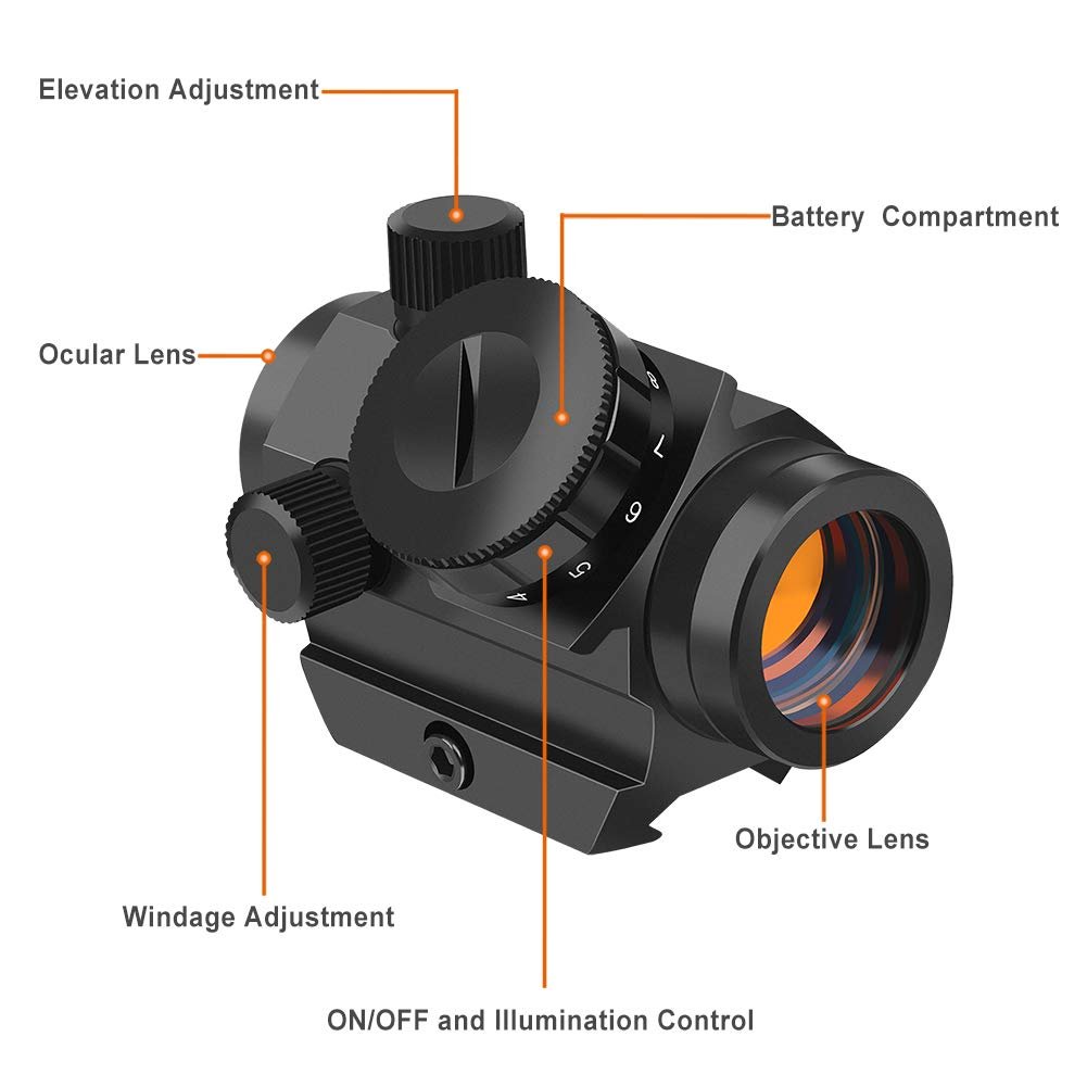 102T RED DOT SIGHT AIRSOFT RED DOT SCOPE WITH HIGH MOUNT RAIL - OPTICREV