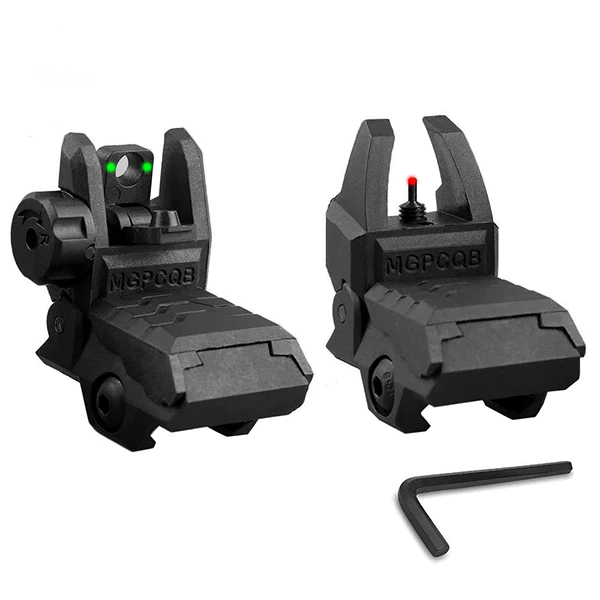 TS1 Flip up Battle Iron Sights Front and Rear Sights For Picatinny Rail（With optical fiber）