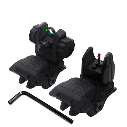 TS2 Polymer Black Fiber Optics Iron Sights Flip-up Front and Rear Sights with Red and Green Dots Fit Picatinny Weaver Rails