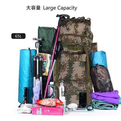 65L camouflage large capacity mountaineering backpack tactical camping backpack Oxford backpack