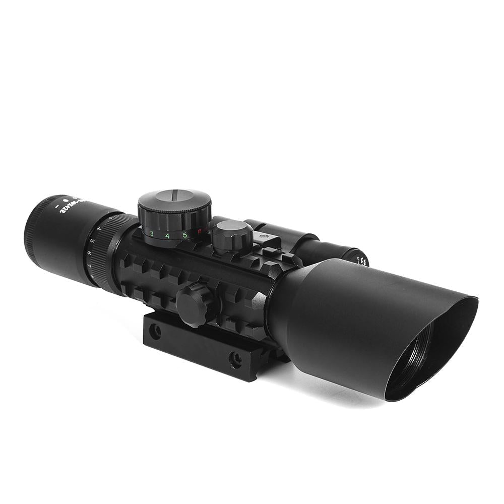 3-10X42E M9 HOLOGRAPHIC SIGHT SCOPE WIDE-FIELD RIFLESCOPE WITH RED LASER AND HERRING BONE STRUTTING - OPTICREV