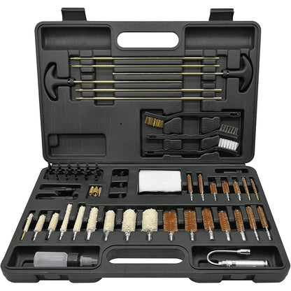 62 UNIVERSAL GUN CLEANING KIT FOR ALL GUNS HUNTING RIFLE SHOT GUN HANDGUNS IN HARD CASE ALL CALIBERS GUN CLEANING KIT WITH LED BORE LIGHT - OPTICREV