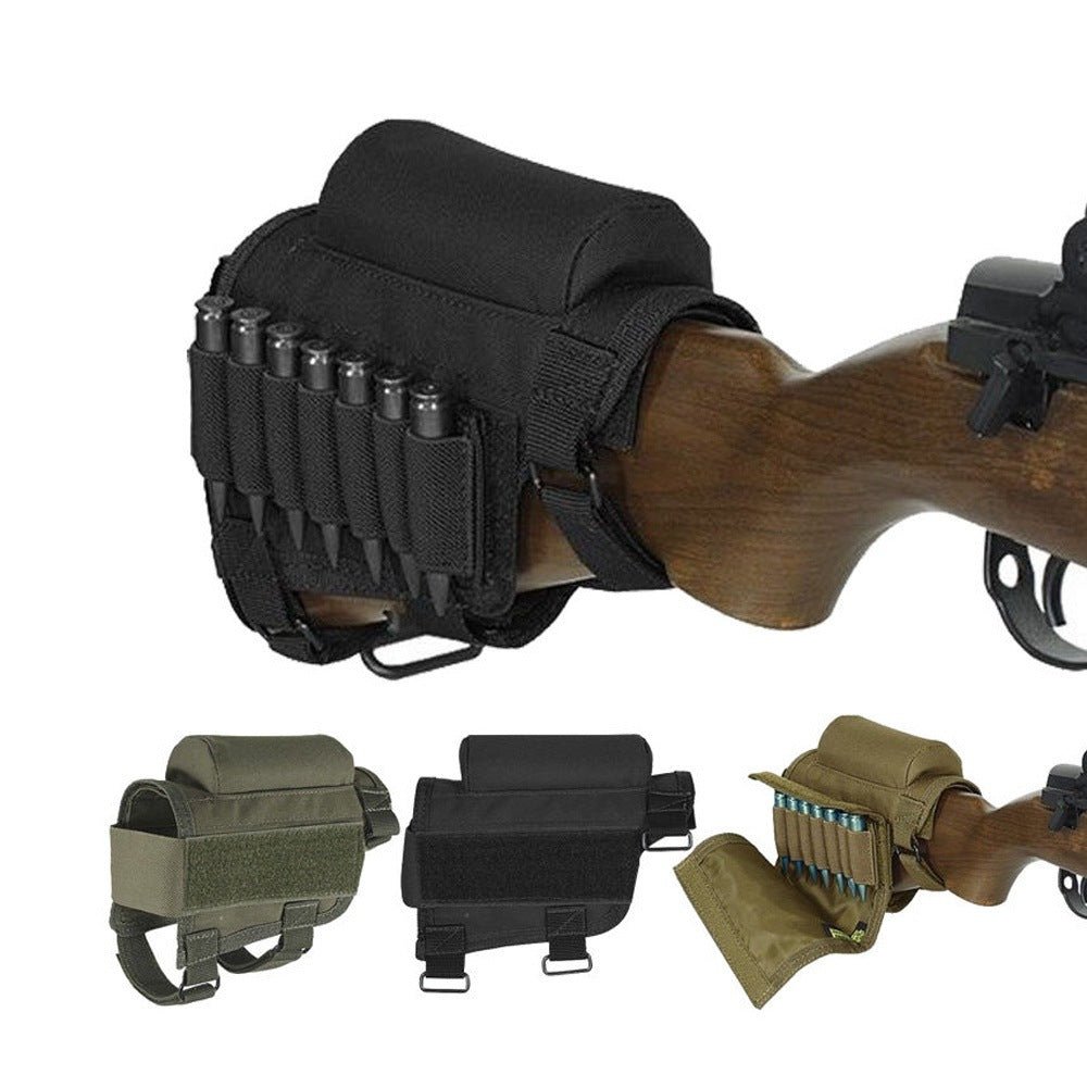 ADJUSTABLE OUTDOOR TACTICAL BUTT STOCK RIFLE CHEEK REST POUCH BULLET HOLDER NYLON RISER PAD AMMO CARTRIDGES BAG - OPTICREV