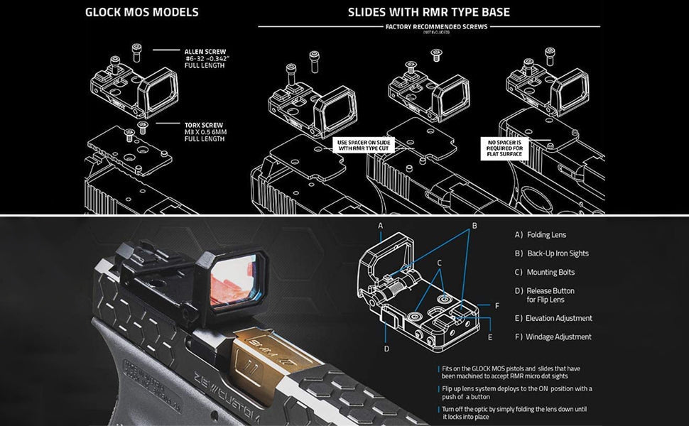 TACTICAL FLIP RED DOT HOLOGRAPHIC REFLECTION MOS SIGHT - OPTICREV